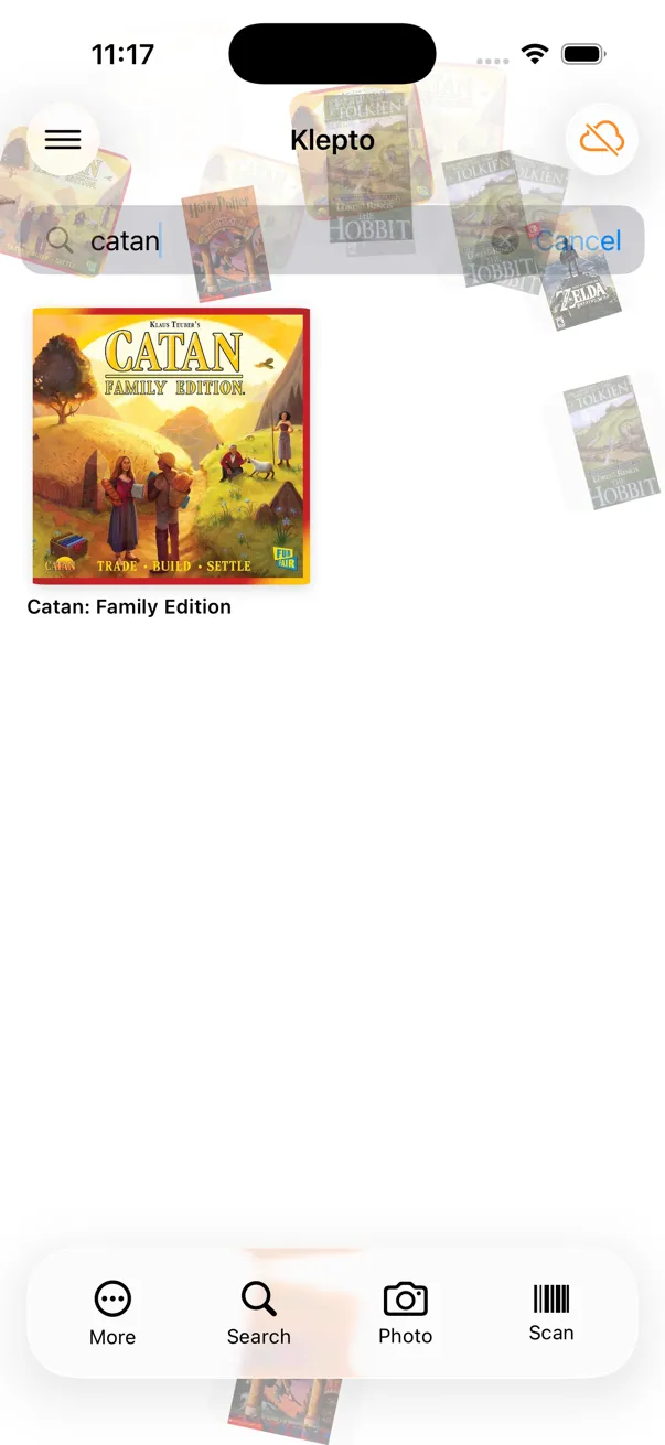 Search results for "catan" showing the matching board game